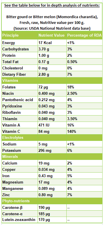 Cooked Bitter Gourd Nutrition Facts