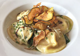 oyster mushroom and goat cheese ravioli